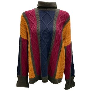 LAMBERTO LOSANI MULTI CASHMERE KNIT TURTLENECK SWEATER